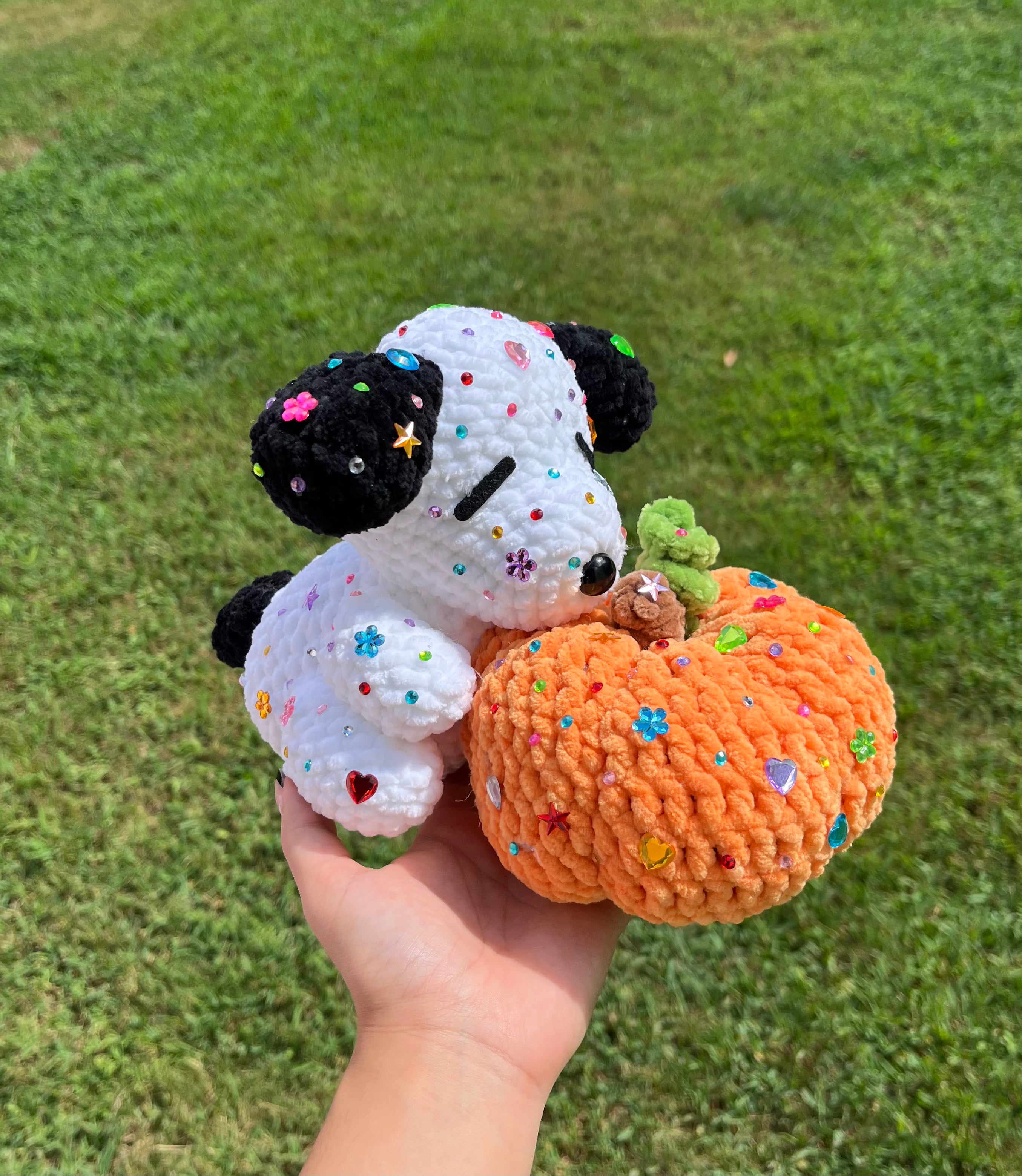 pumpkin doggy crochet plushie