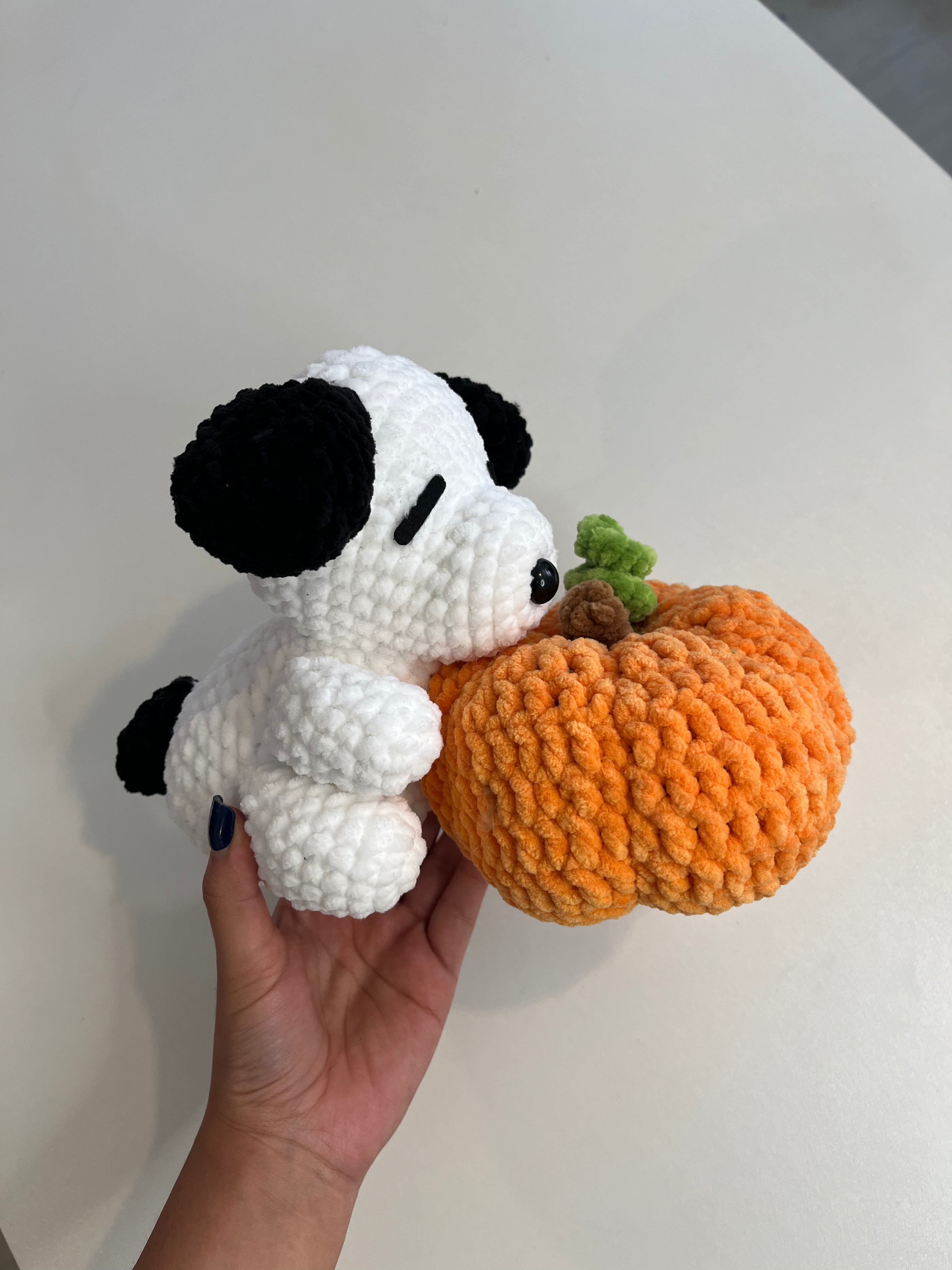 pumpkin doggy crochet plushie
