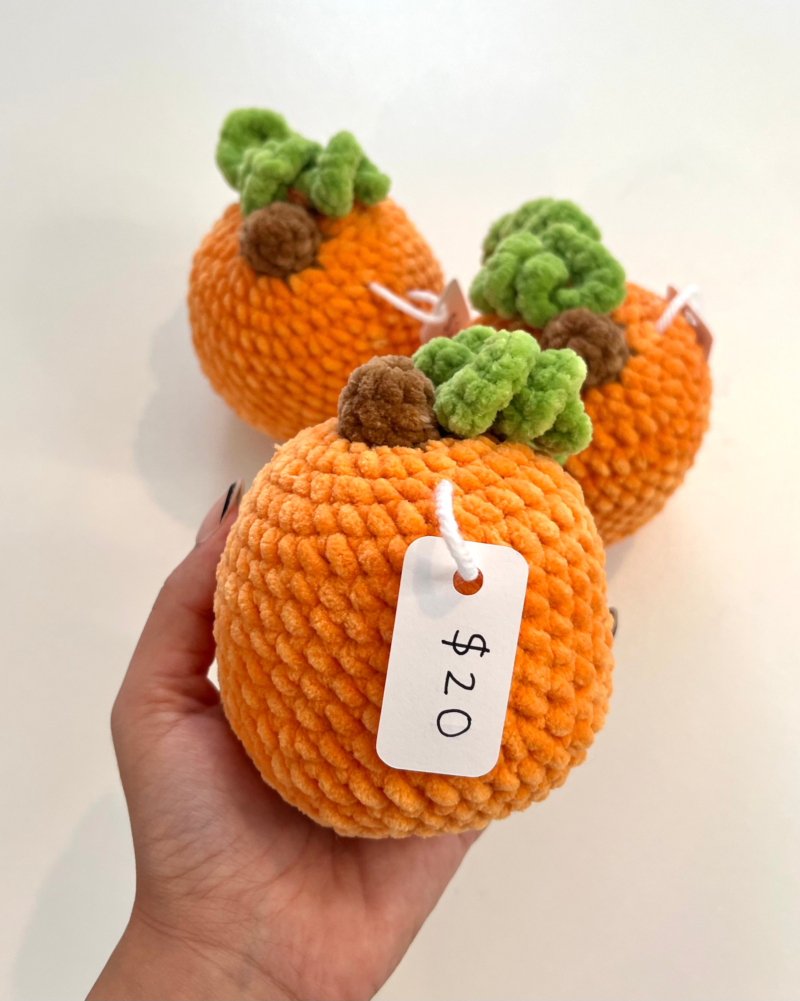pumpkin crochet plushie